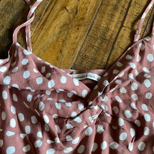 Abercrombie and Fitch pinkish brown and white, twist front slip dress, Sz Large